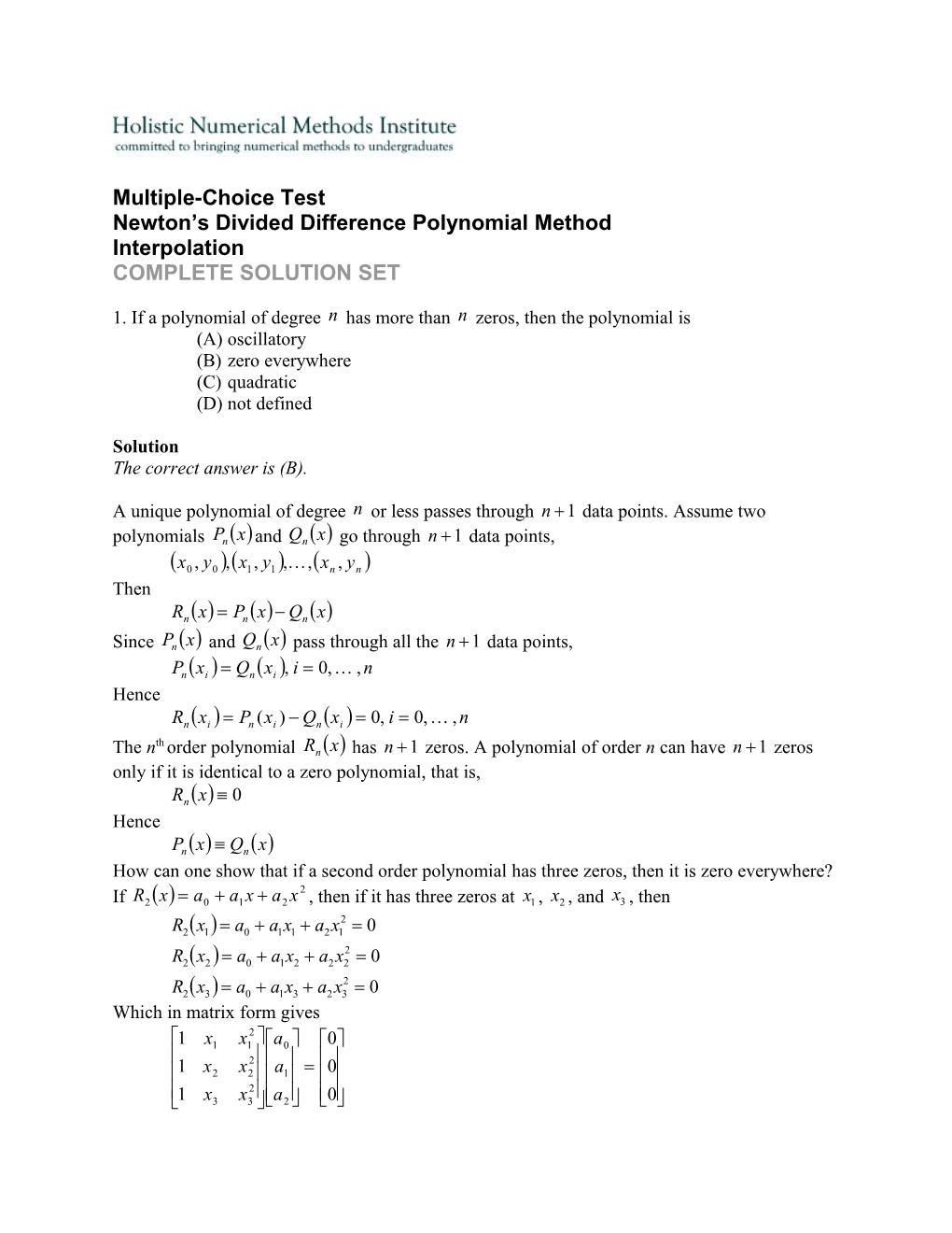 Newton S Divided Difference Polynomial Method