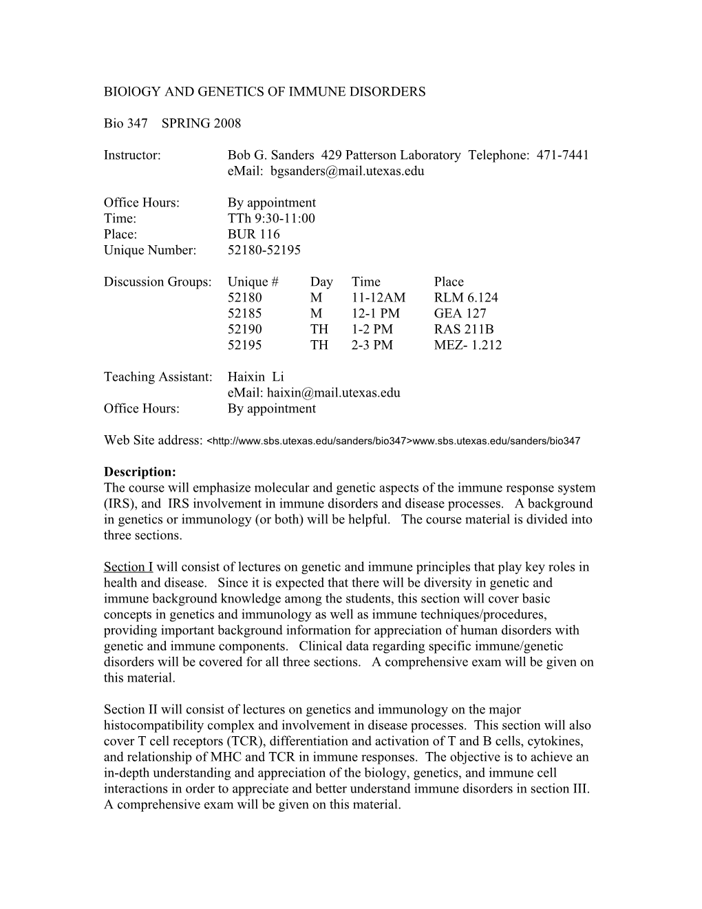 Biology and GENETICS of IMMUNE DISORDERS