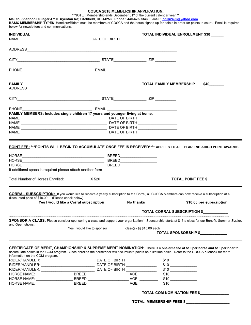 Cosca 2009 Membership Application