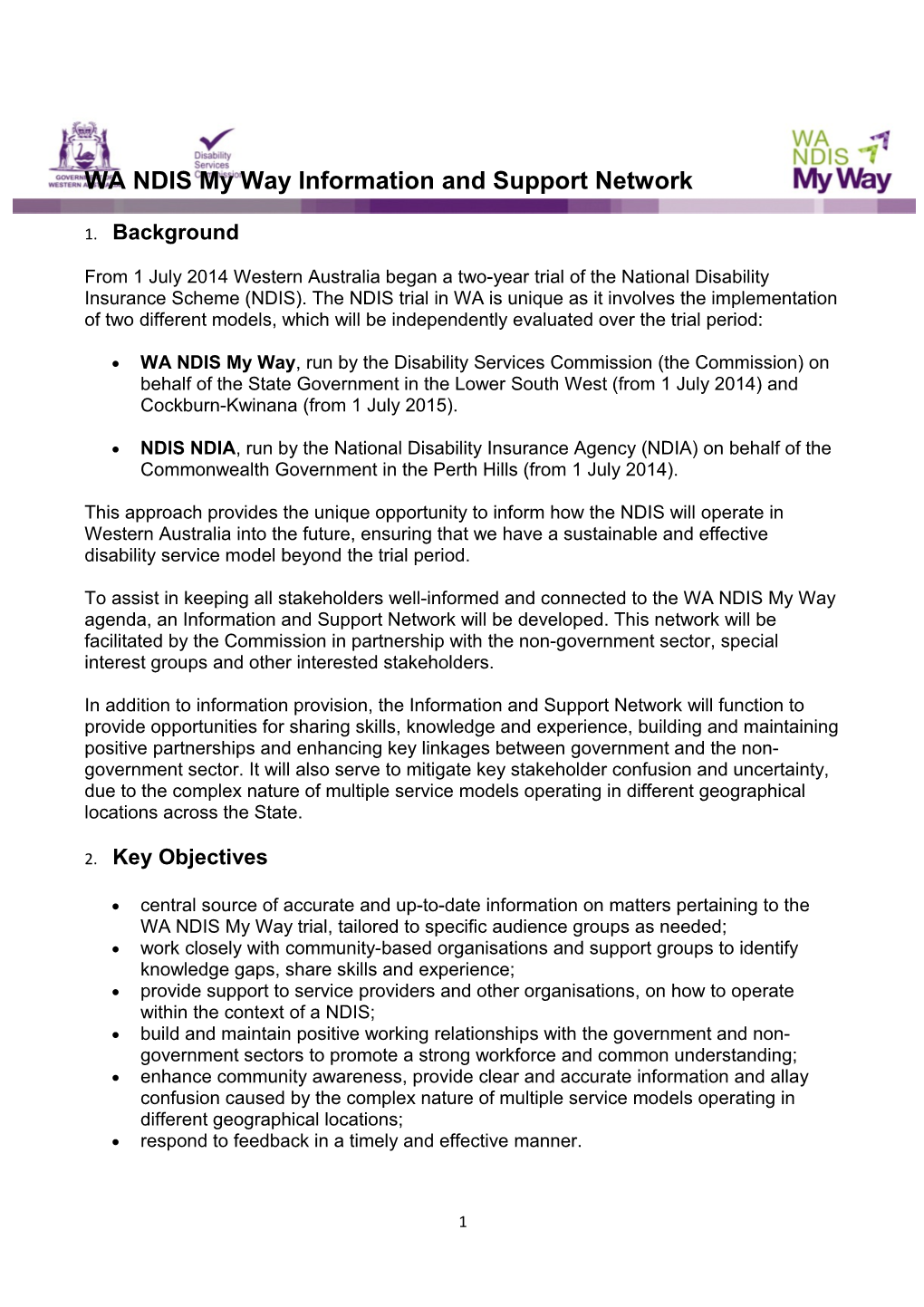 WA NDIS My Way Information and Support Network