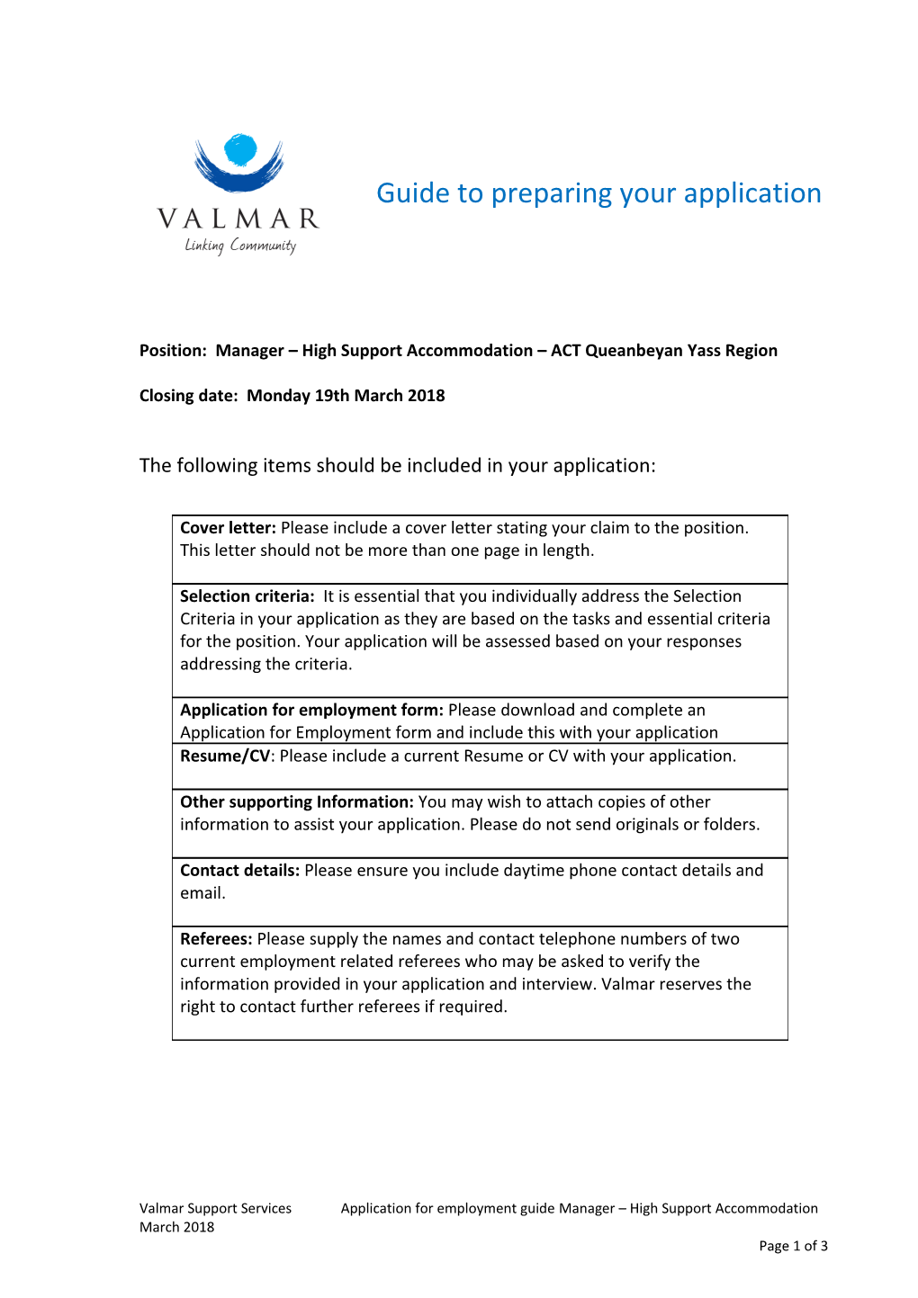 Guide to Preparing Your Application for Employment