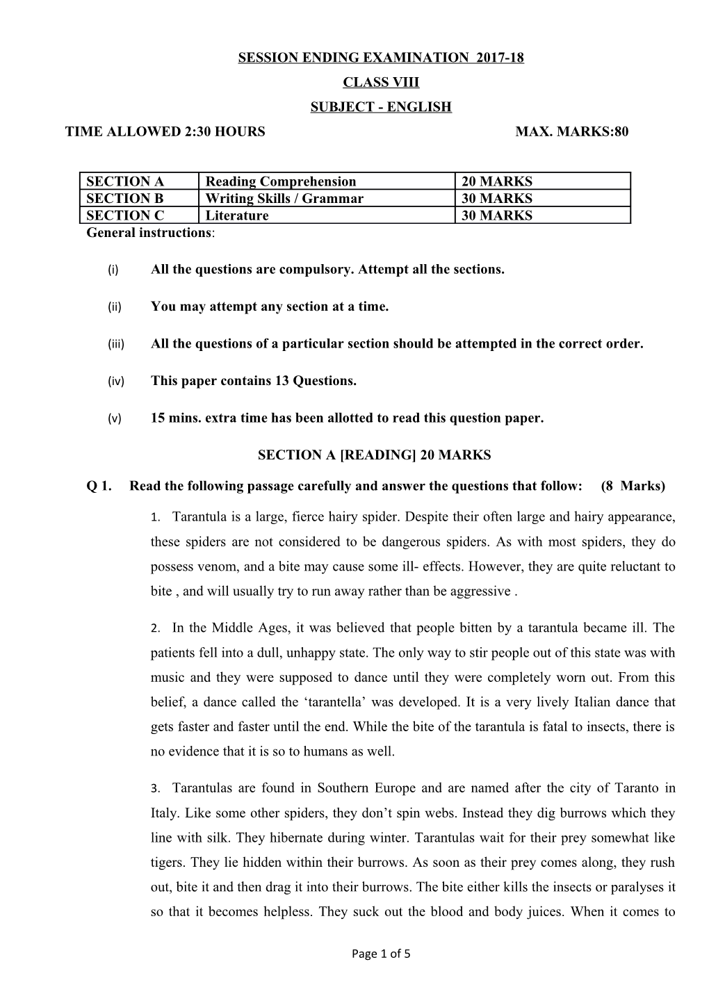 Session Ending Examination 2017-18