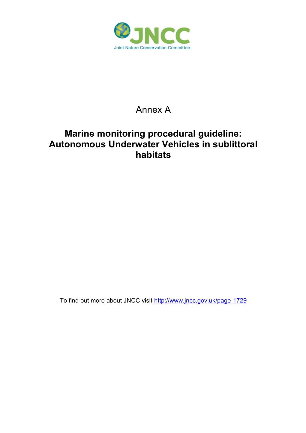 Marine Monitoring Procedural Guideline: Autonomous Underwater Vehicles in Sublittoral Habitats