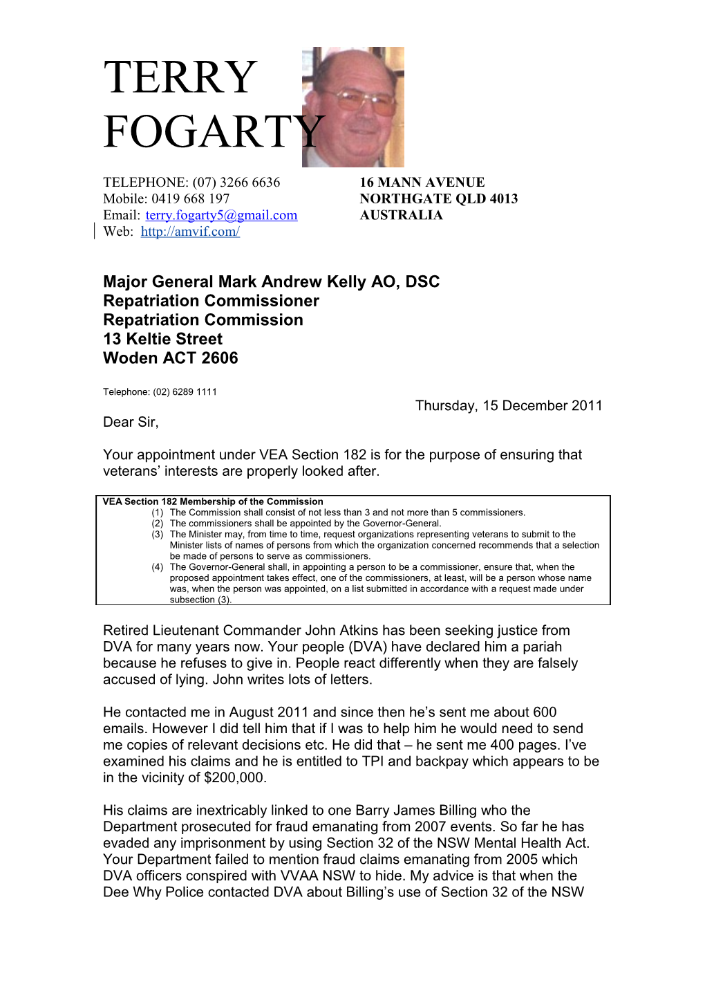 Major General Mark Andrew Kelly AO, DSC