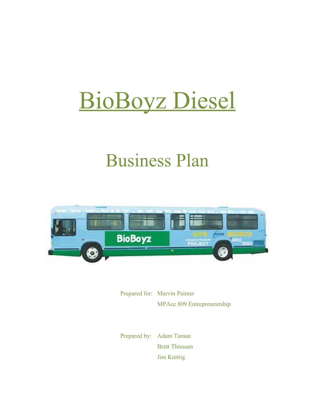 Bioboyz Diesel Business Plan