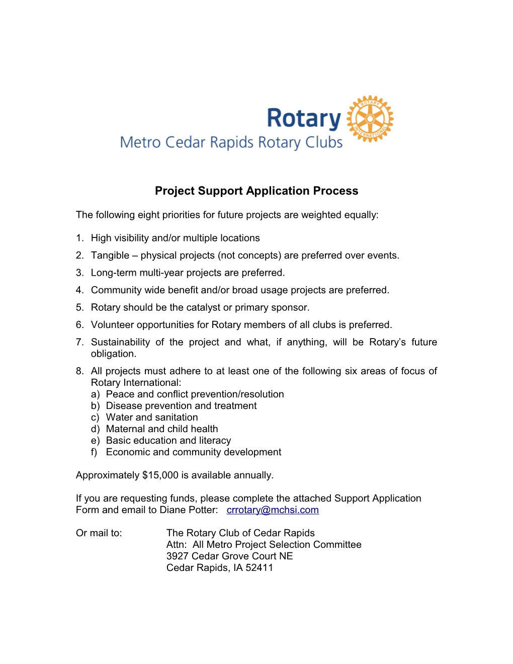 Project Support Application Process