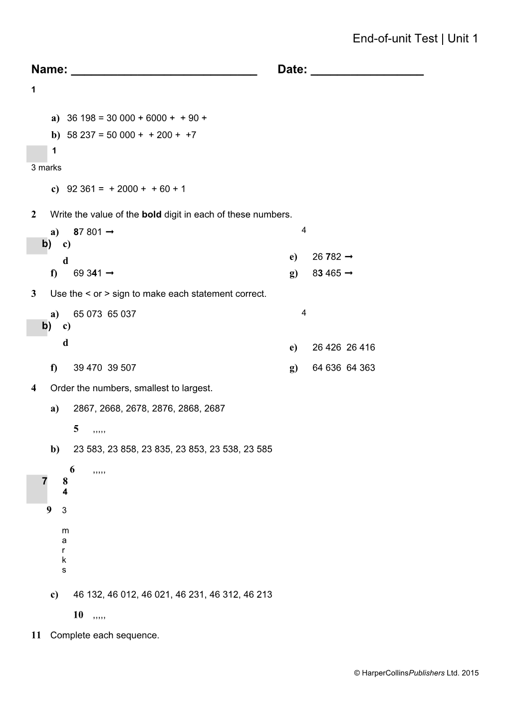 End-Of-Unit Test Unit 1