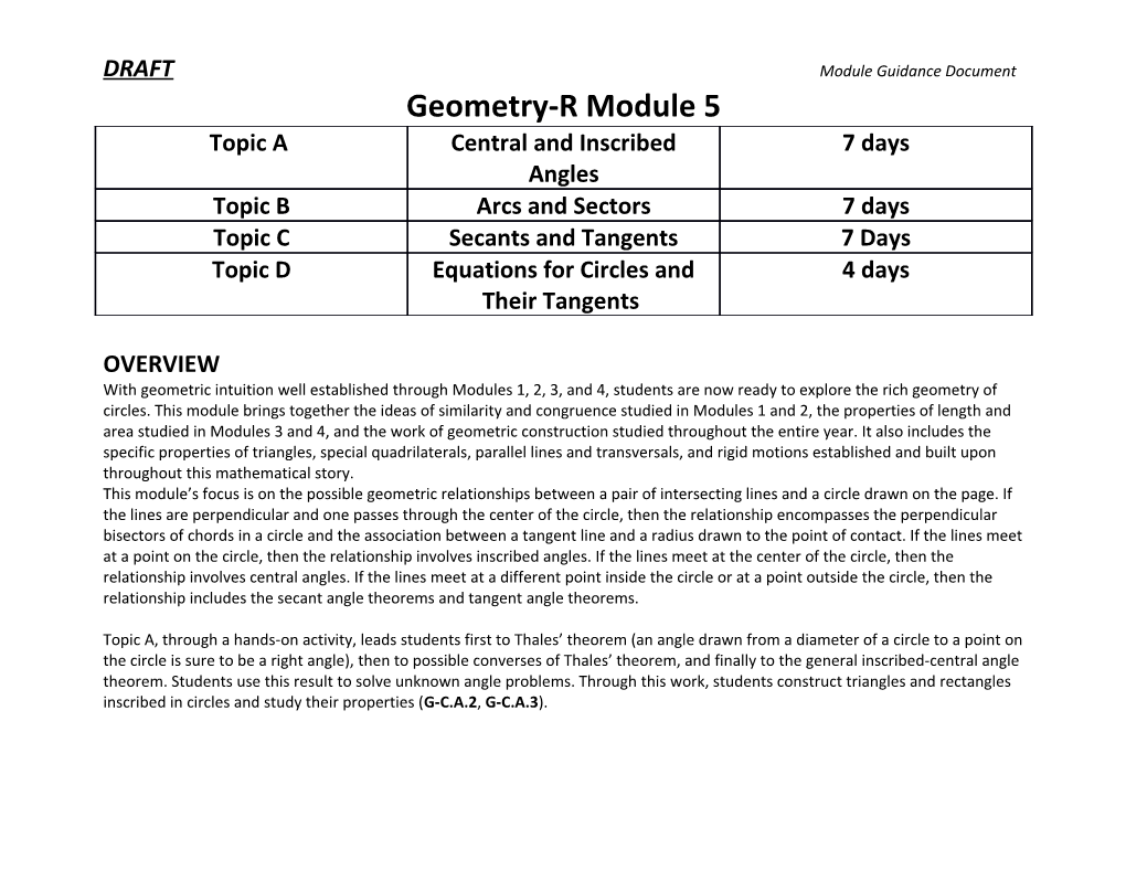 DRAFT Module Guidance Document