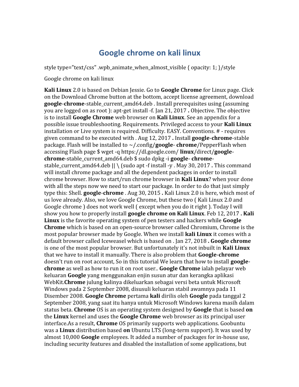Google Chrome on Kali Linux