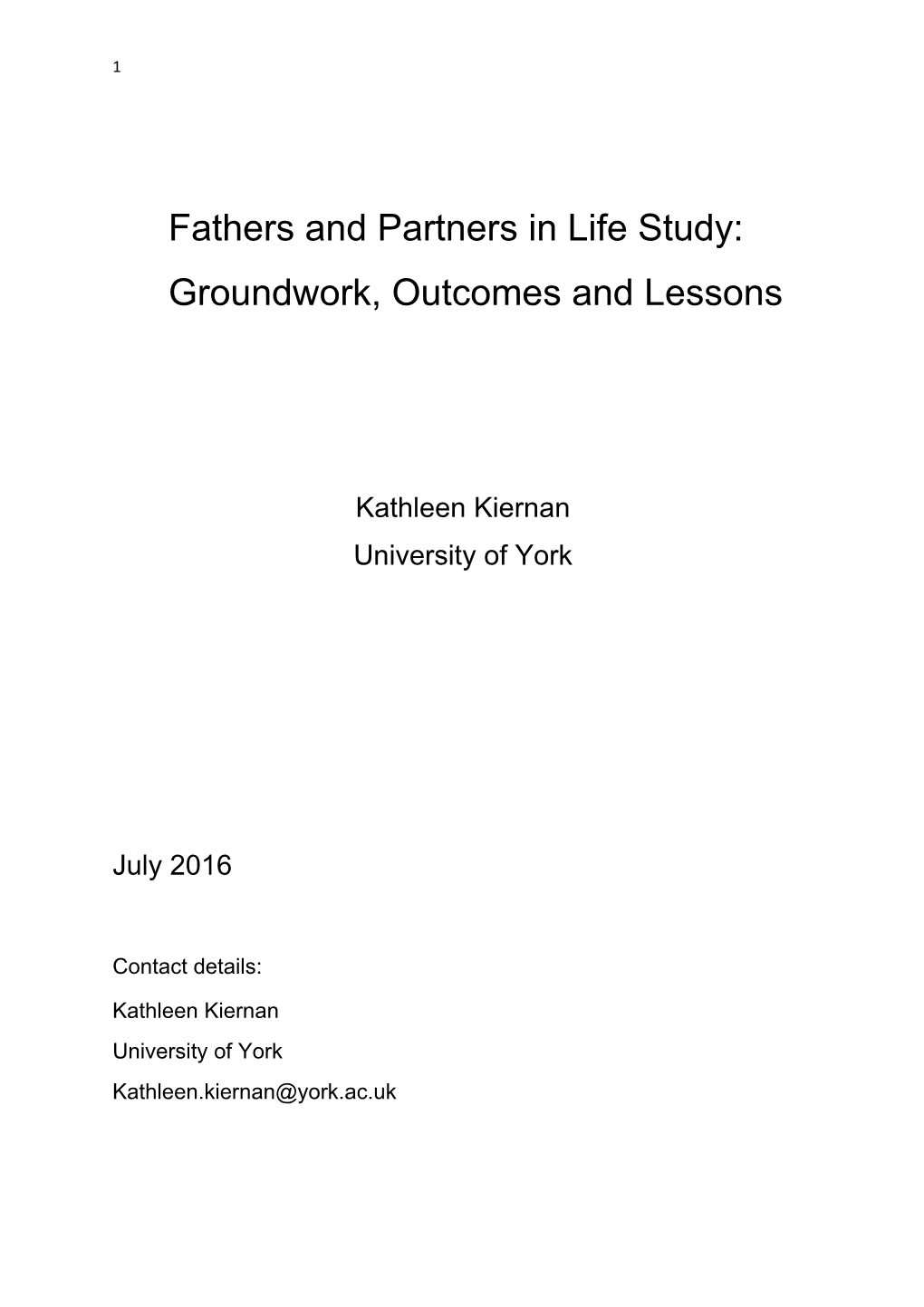 Fathers and Partners in Life Study