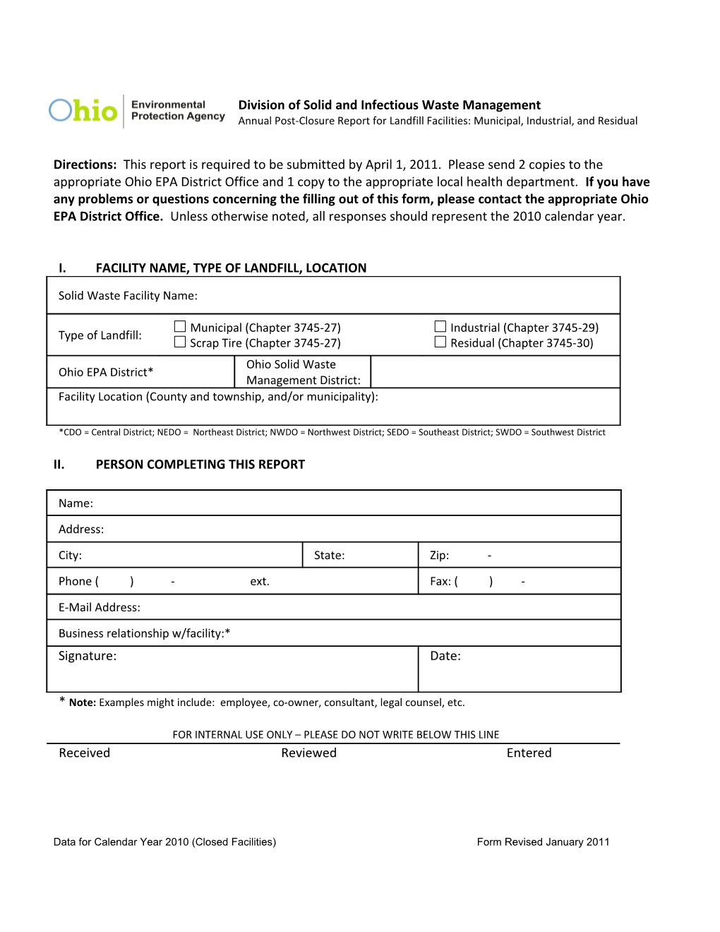 Annual Post-Closure Report for 2006