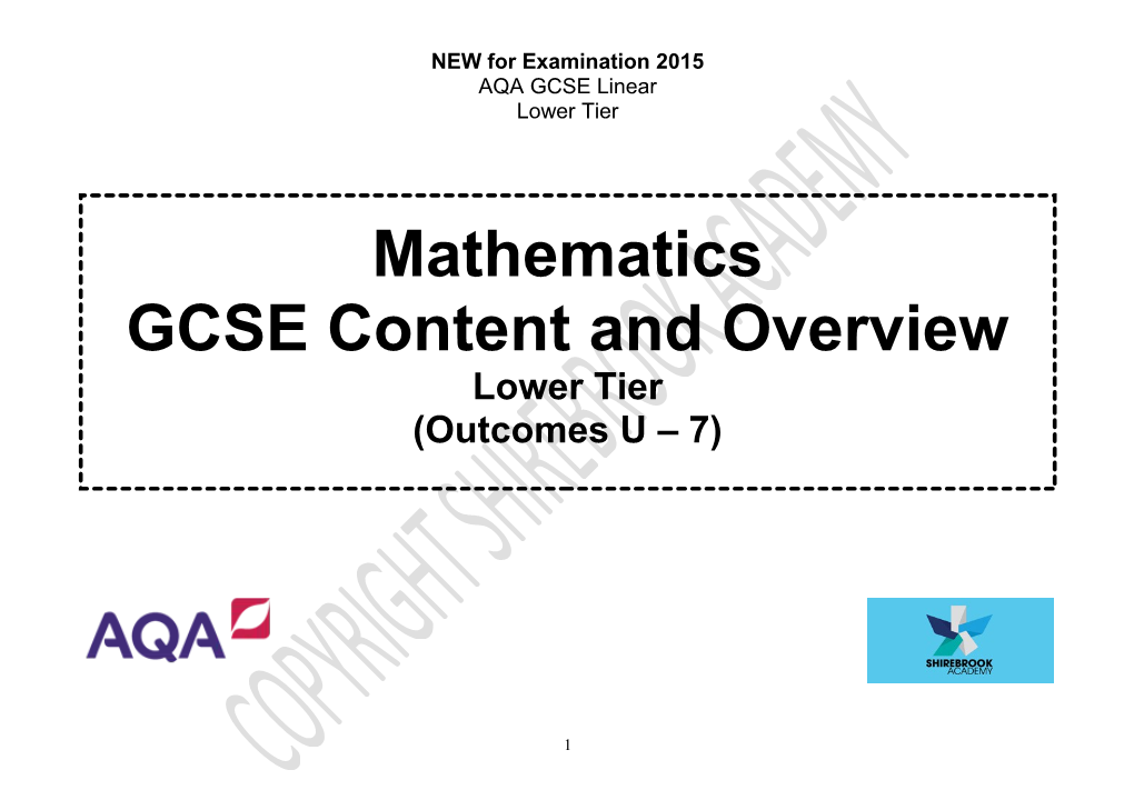 AQA GCSE Maths Schemes of Work Writing Brief D R a F T s1