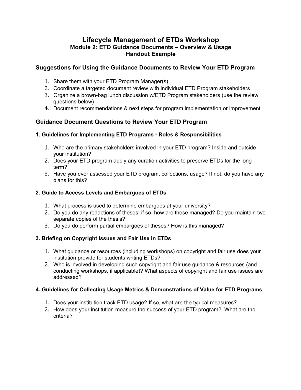 Module 2: ETD Guidance Documents Overview & Usage