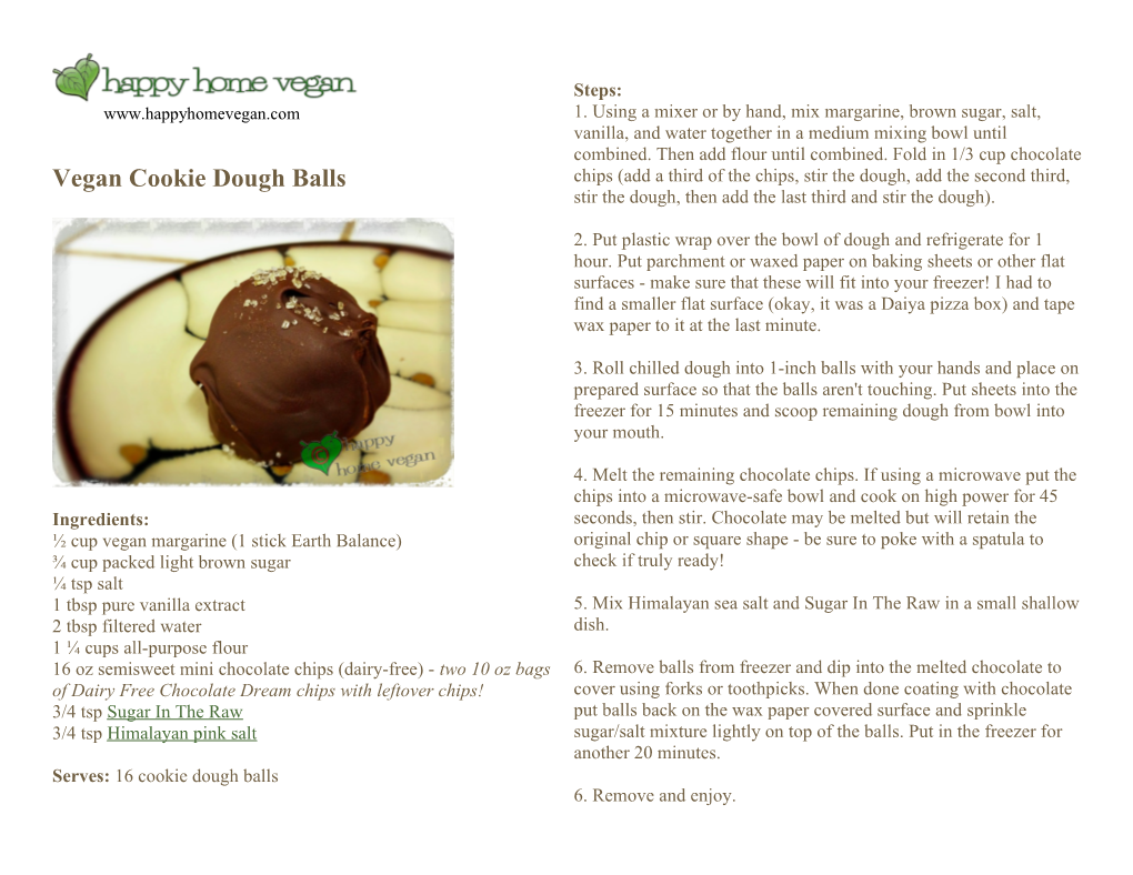 Vegan Cookie Dough Balls