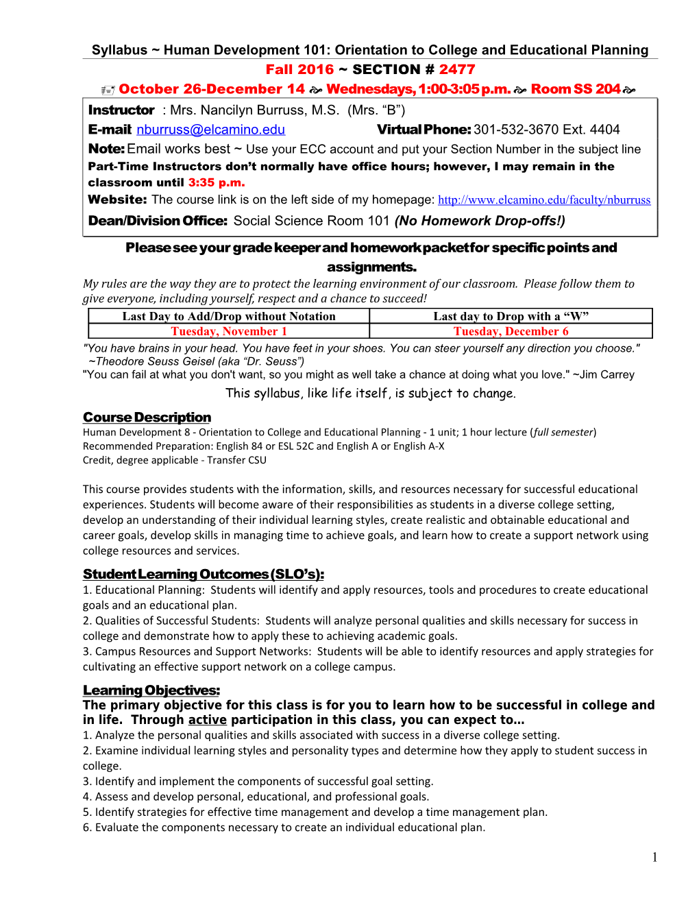 Human Development 8: Orientation to College and Education Planning s1