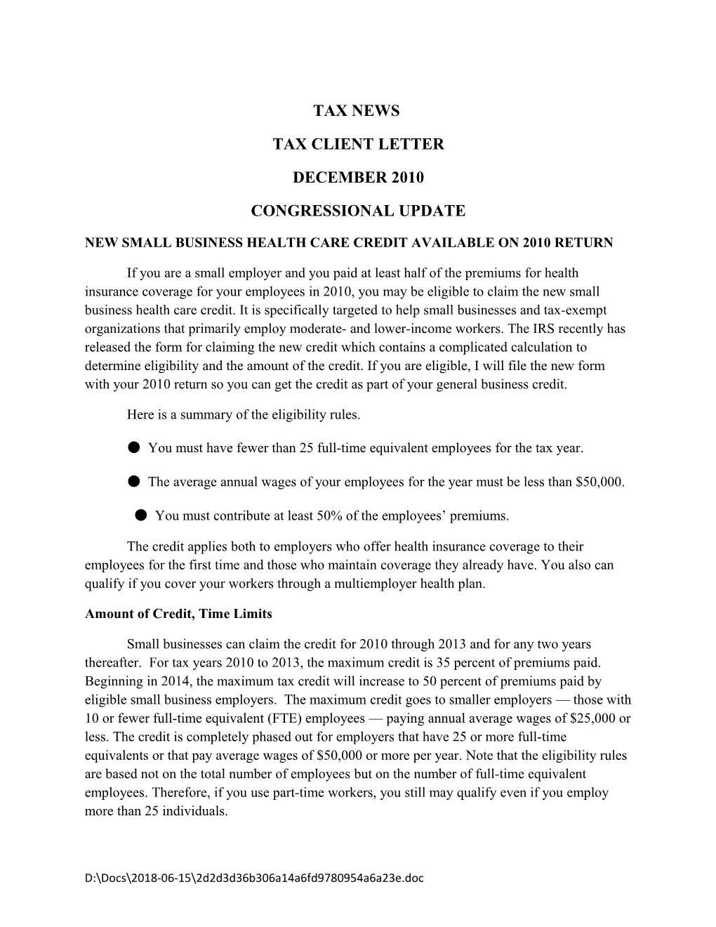 Tax Client Letter
