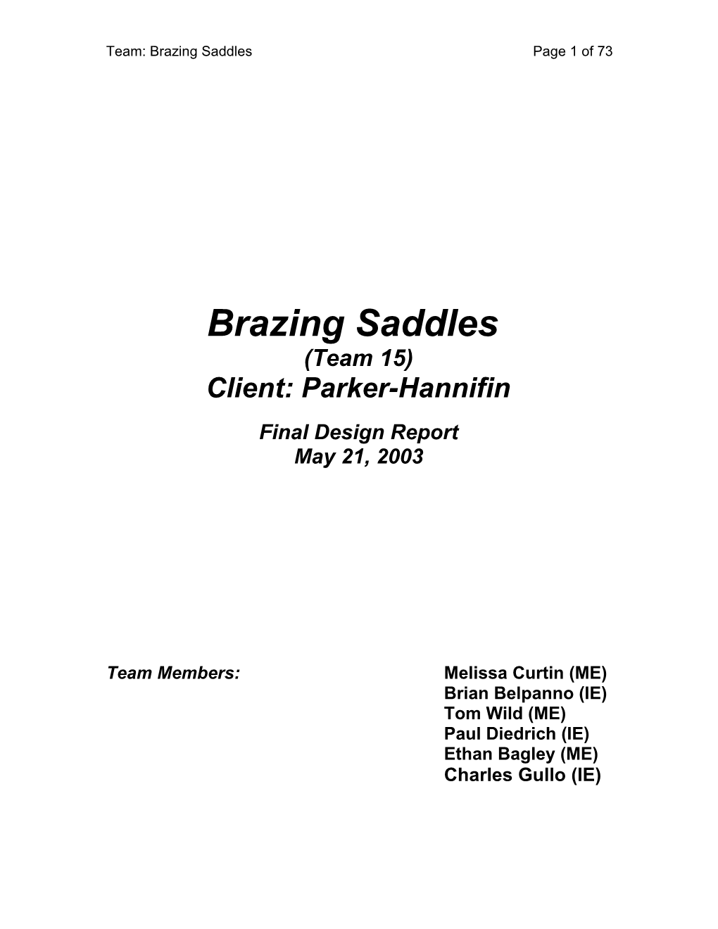 Team: Brazing Saddles Page 1 of 75