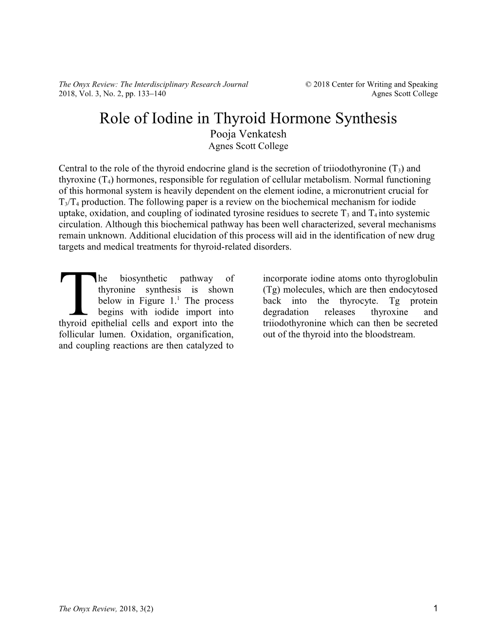 P. Venkatesh / ROLE of IODINE in THYROID HORMONE SYNTHESIS