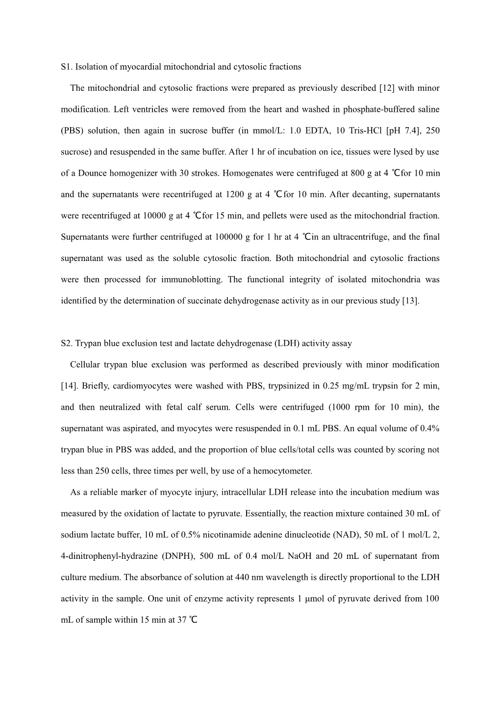 S1. Isolation of Myocardial Mitochondrial and Cytosolic Fractions