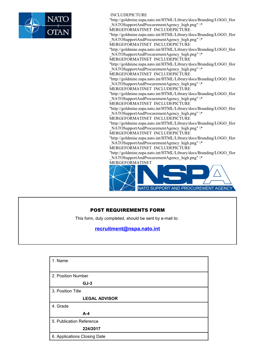 Post Requirements Form