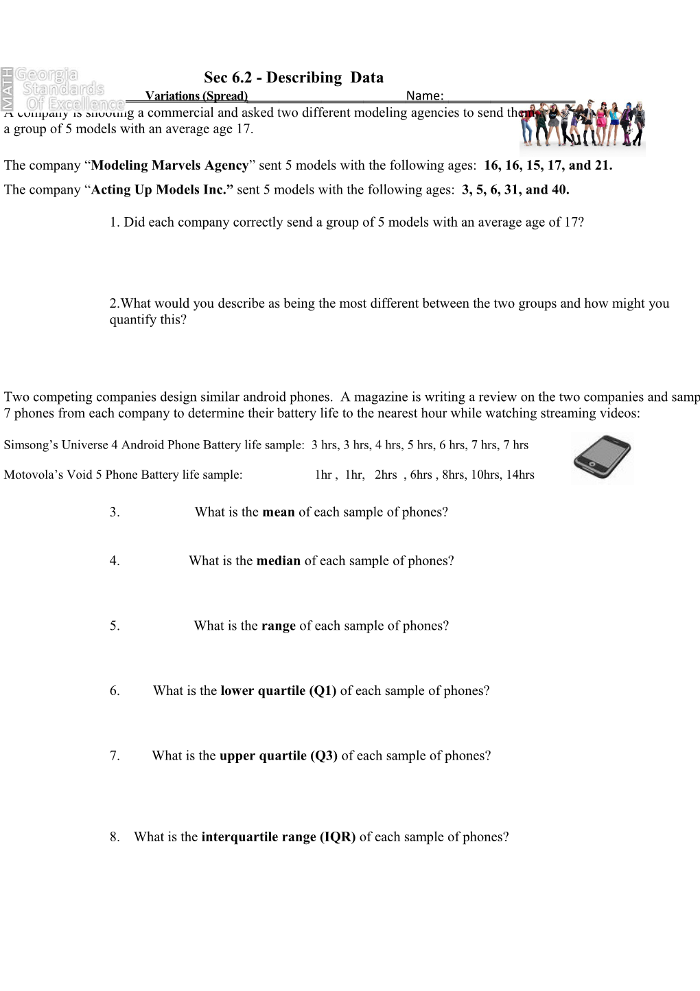 Sec 6.2 - Describing Data