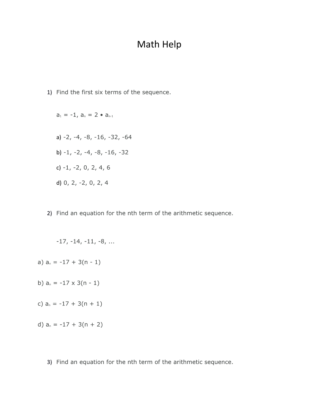 1)Find the First Six Terms of the Sequence