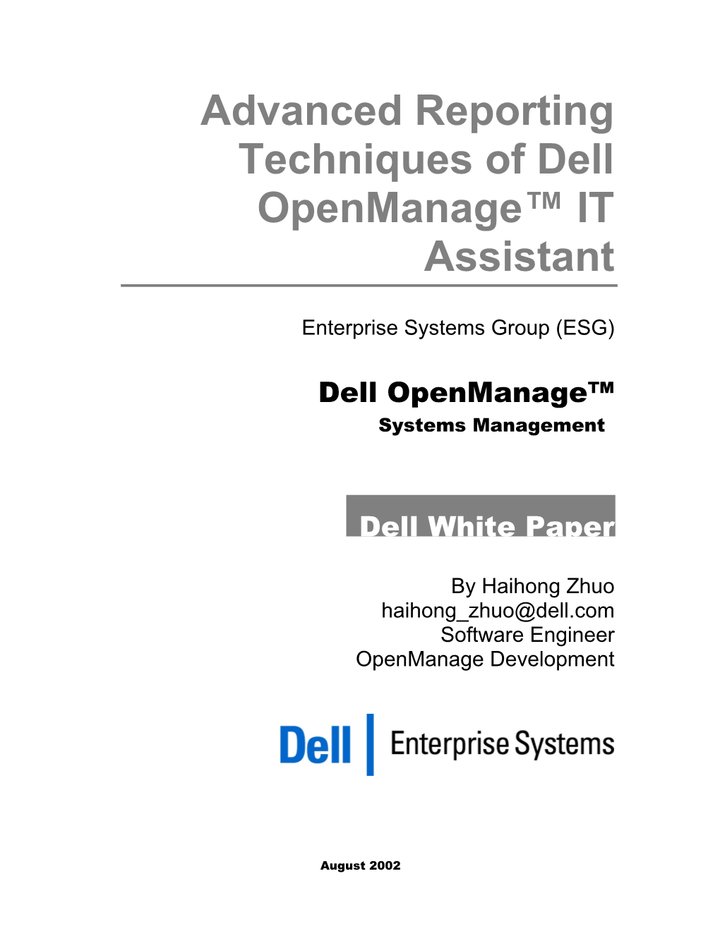Advanced Reporting Techniques of Dell Openmanage IT Assistant