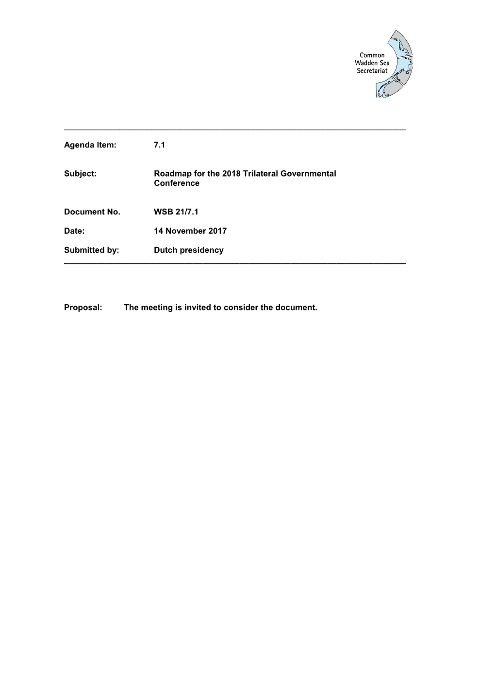 WSB 21/7.1 Draft Roadmap for the 2018 Trilateral Governmental Conference 2