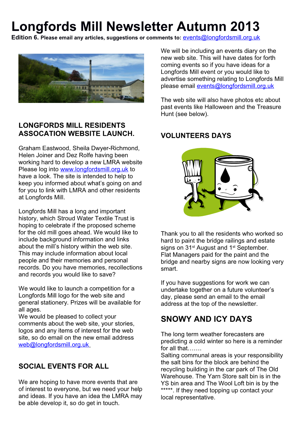 Longfords Mill Newsletter Autumn 2013