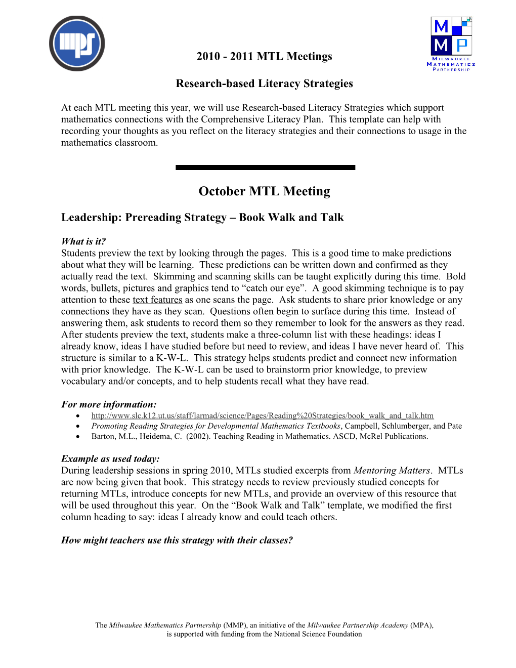 Research-Based Literacy Strategies