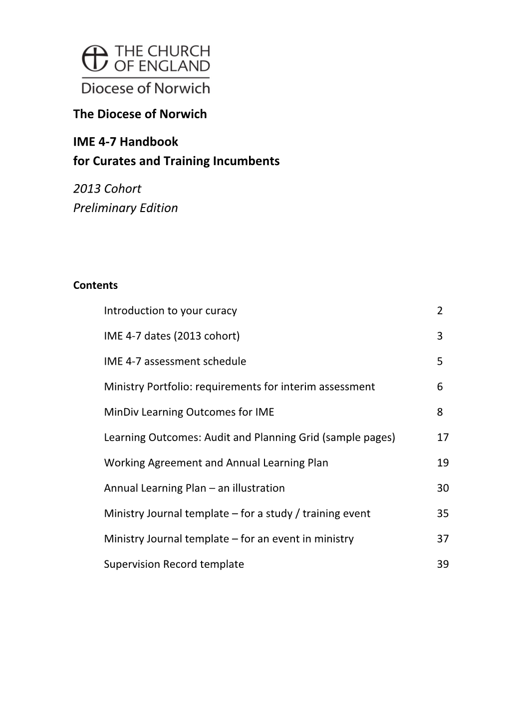 IME 4-7 Handbook for Curates and Training Incumbents