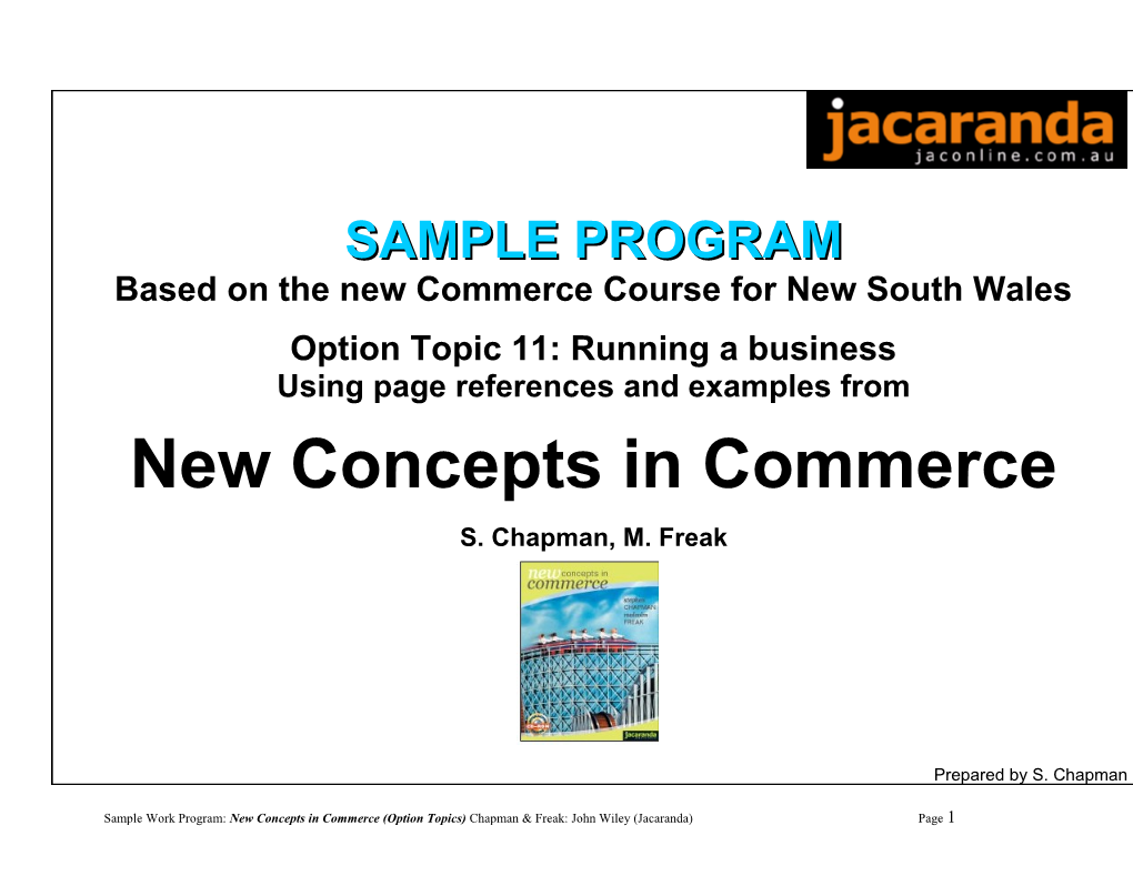 Based on the New Commerce Course for New South Wales