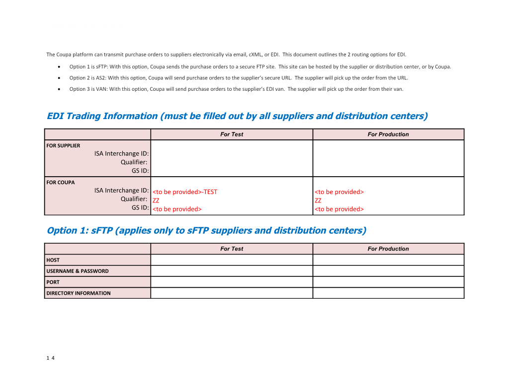 EDI Trading Information (Must Be Filled out by All Suppliers and Distribution Centers)