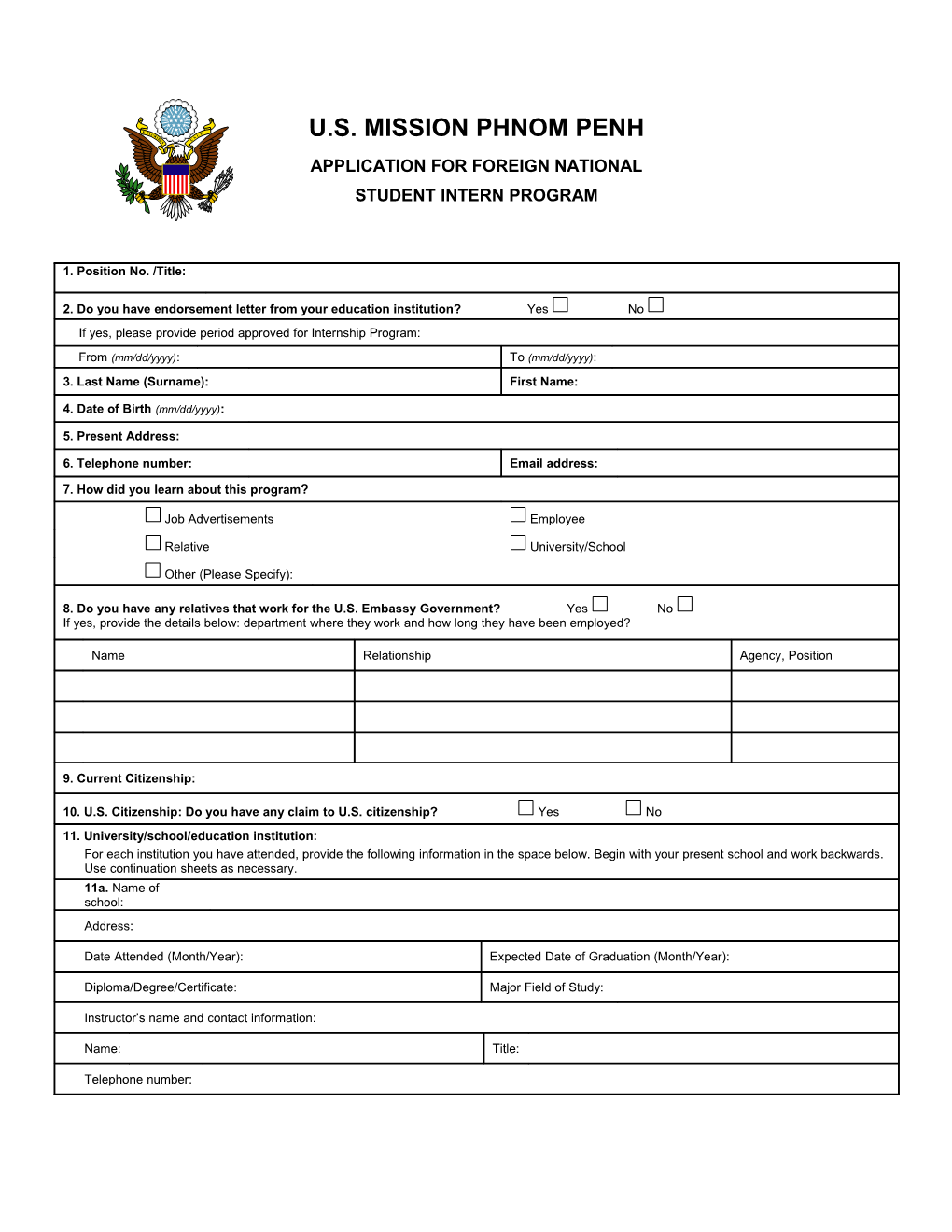 Application for Foreign National