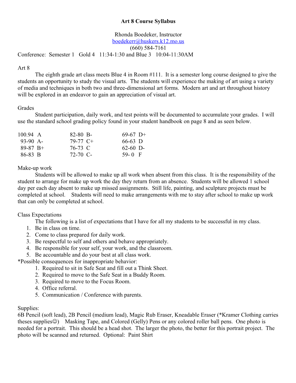 Art 8 Course Syllabus