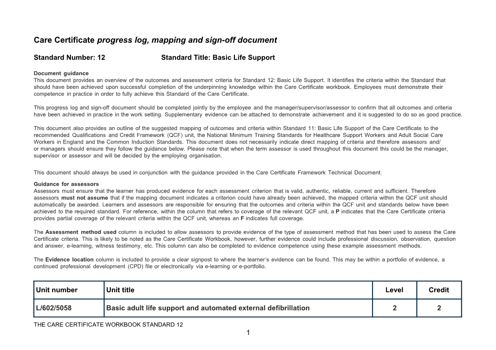 Standard 12 Progress Mapping and Sign Off