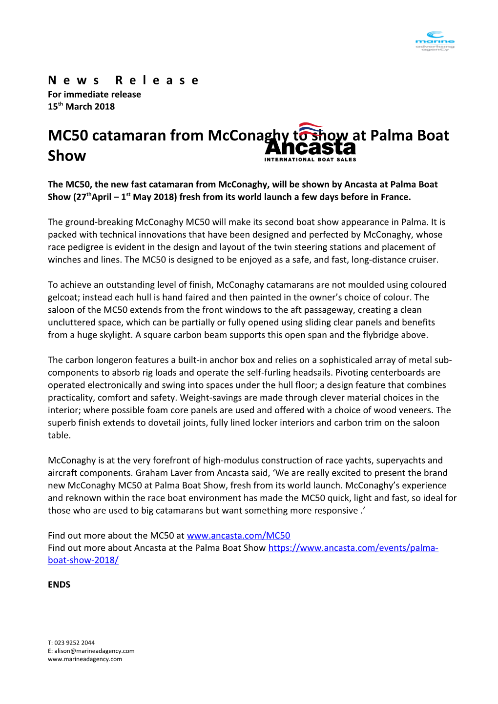 MC50 Catamaran from Mcconaghyto Show at Palma Boat Show