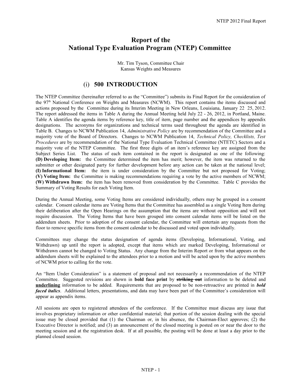 National Type Evaluation Program (NTEP) Committee