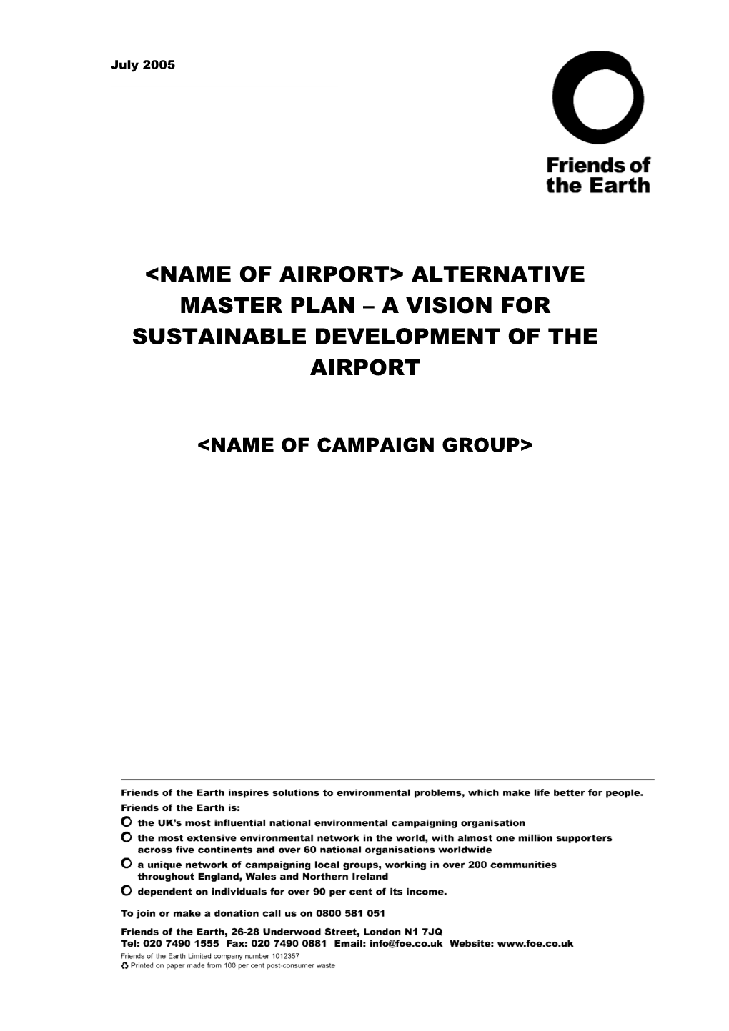 Alternative Airport Master Plan