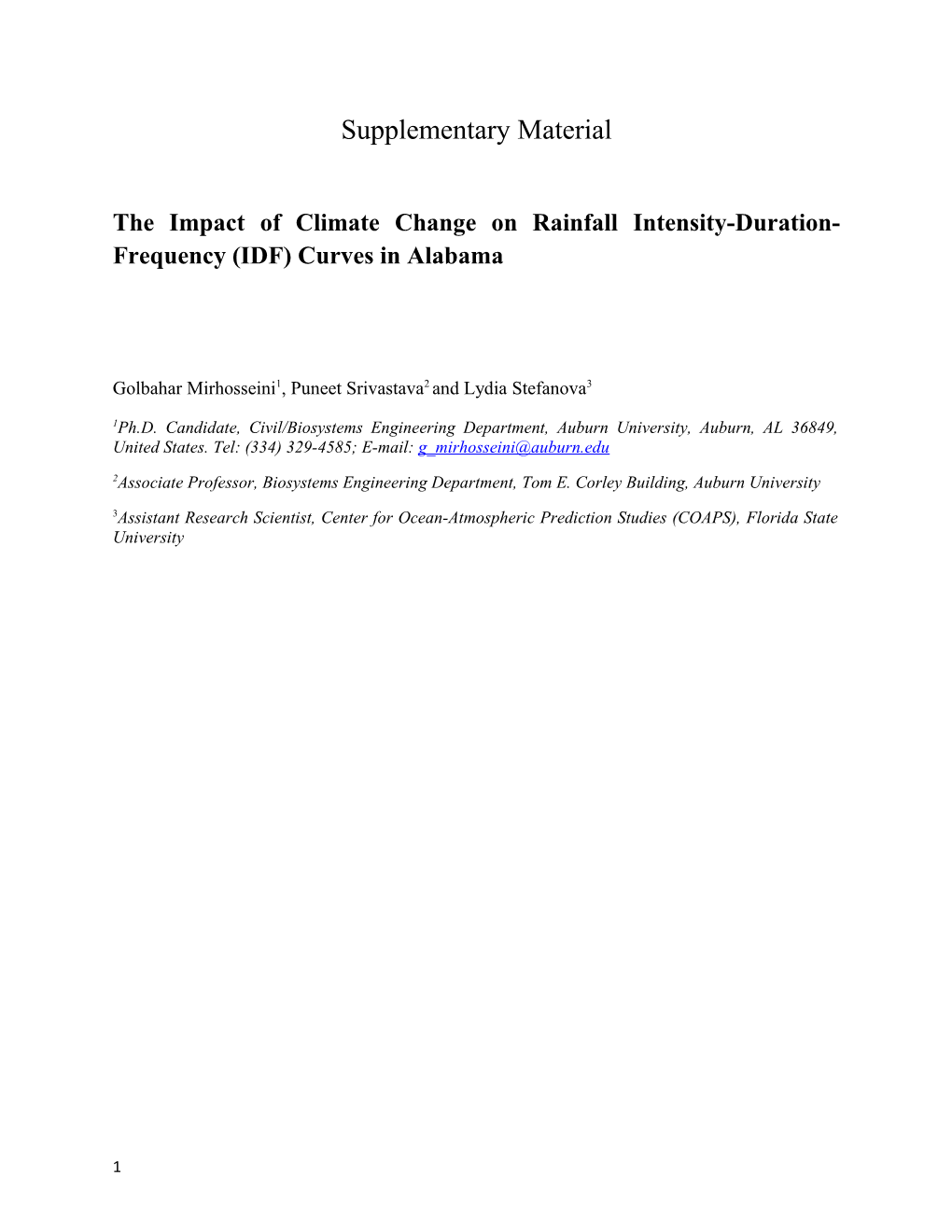 The Impact of Climate Change on Rainfall Intensity-Duration-Frequency (IDF) Curves in Alabama