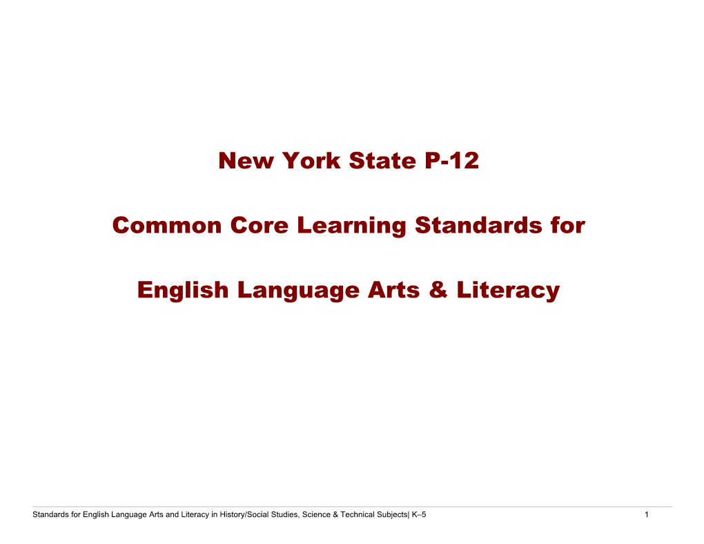 Common Core Learning Standards For