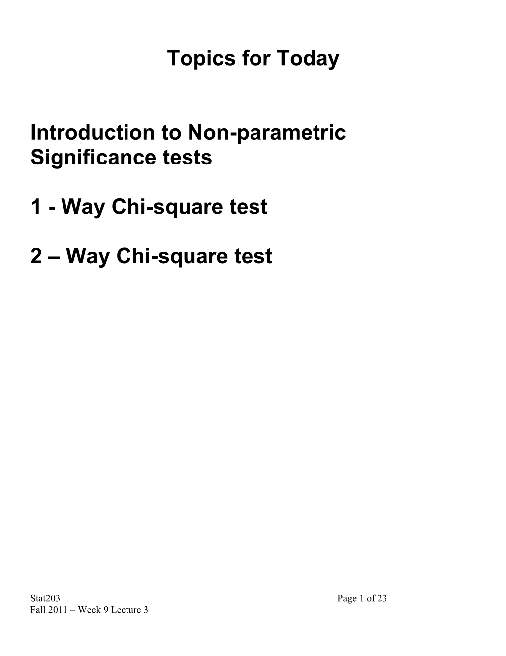 Introduction to Non-Parametric Significance Tests