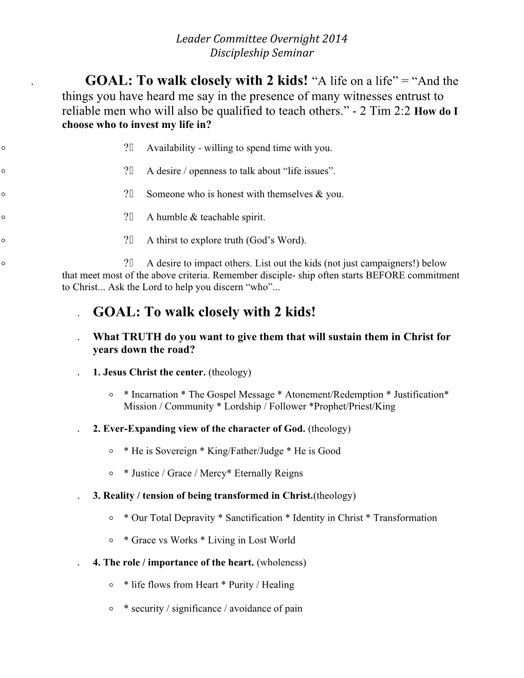 LCW2014 Discipleship Seminar Handout