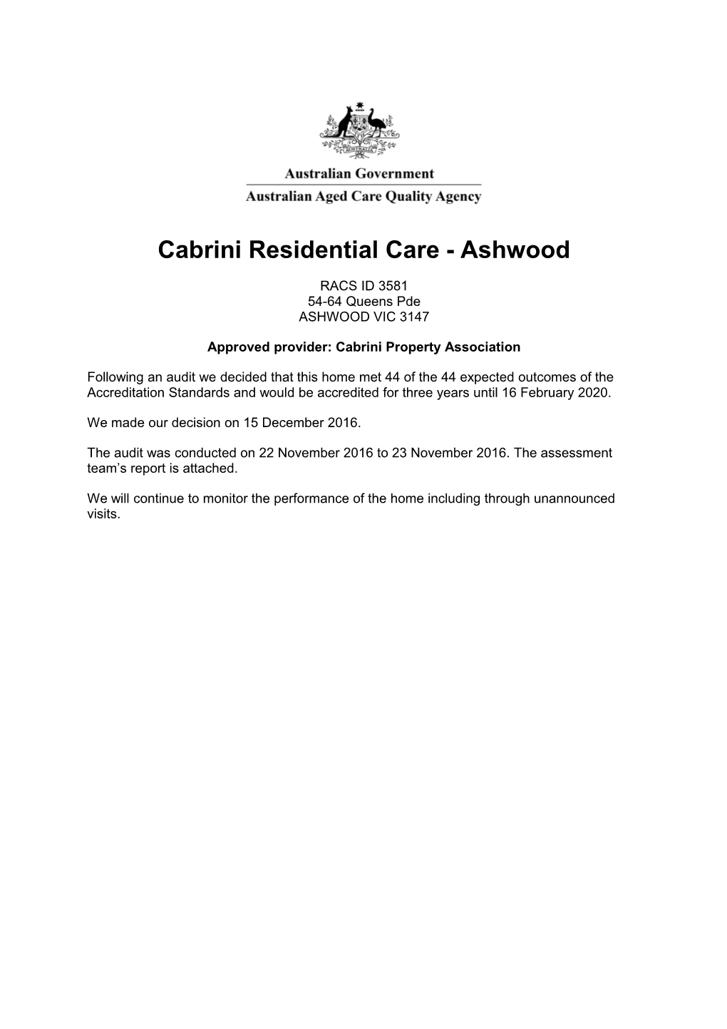 Cabrini Residential Care - Ashwood