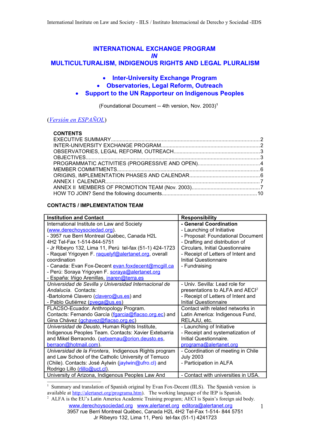 International Institute on Law and Society - IILS / Instituto Internacional De Derecho