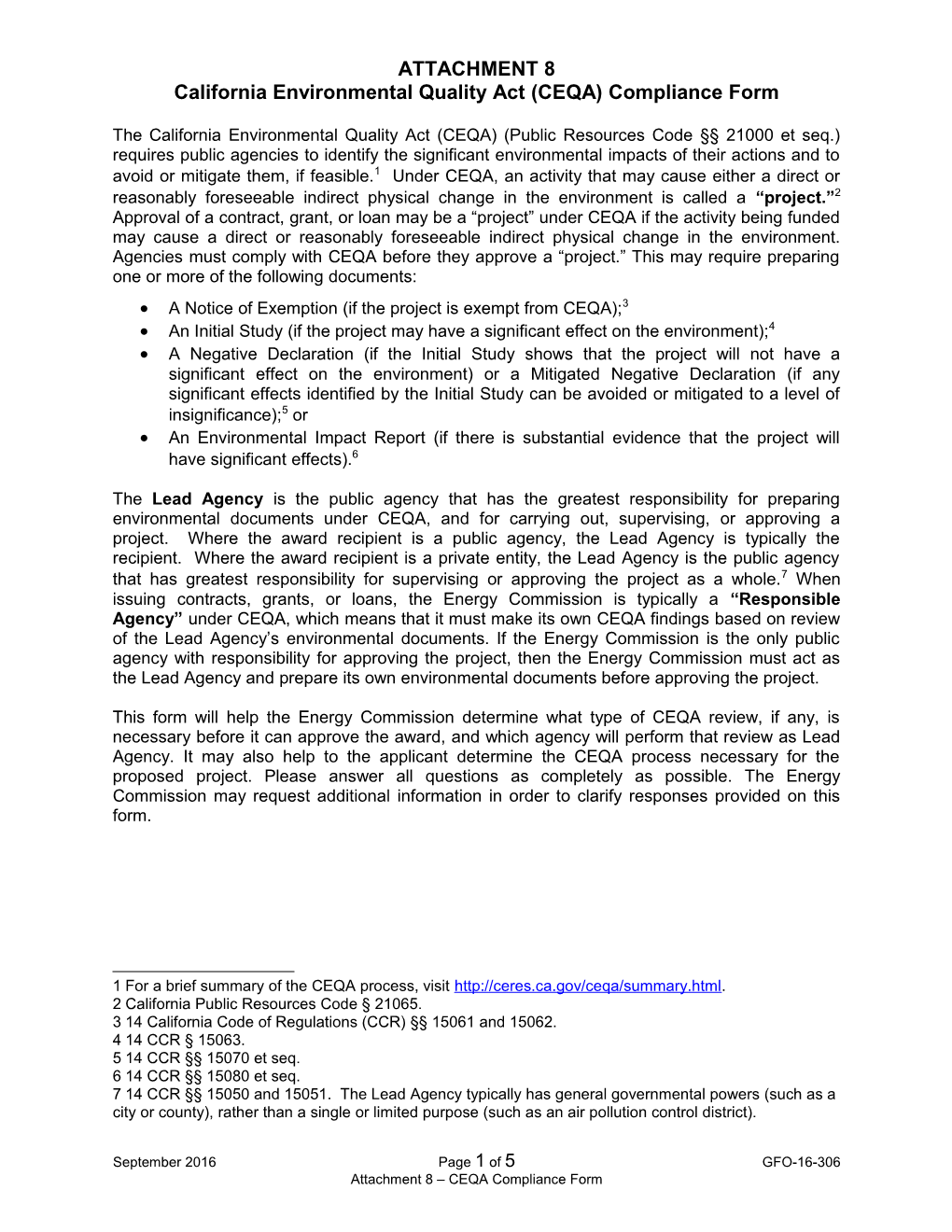 California Environmental Quality Act (CEQA) Compliance Form