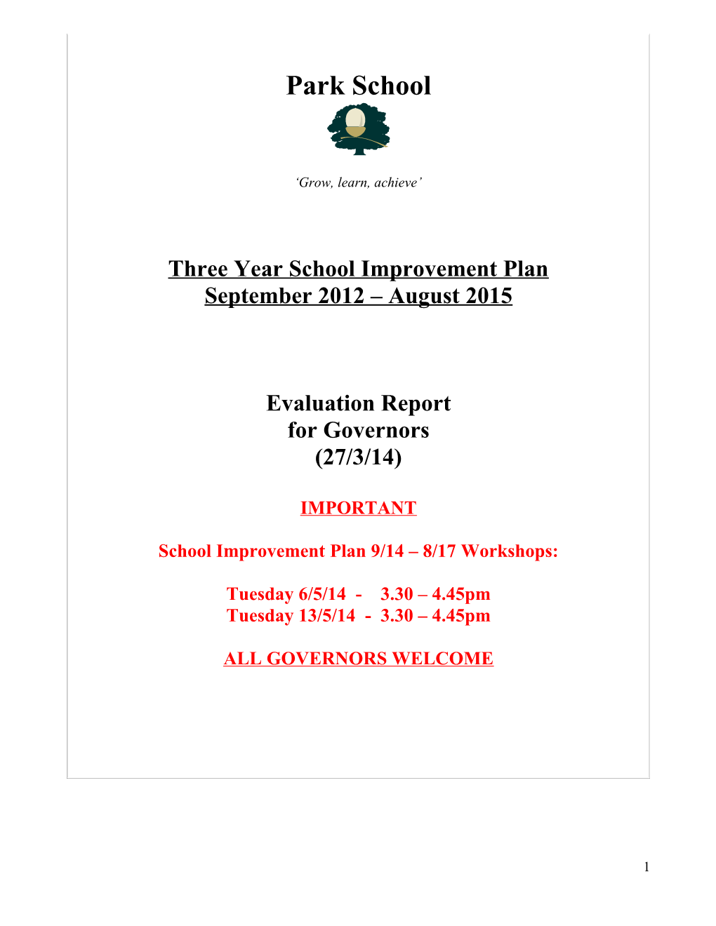 Three Year School Improvement Plan