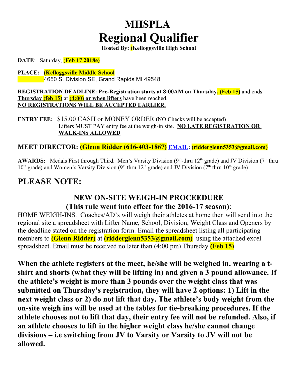 Michigan High School Power Lifting Association