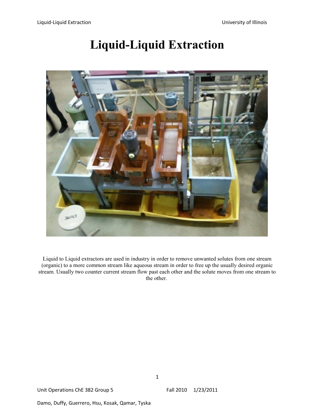 Liquid-Liquid Extraction University of Illinois