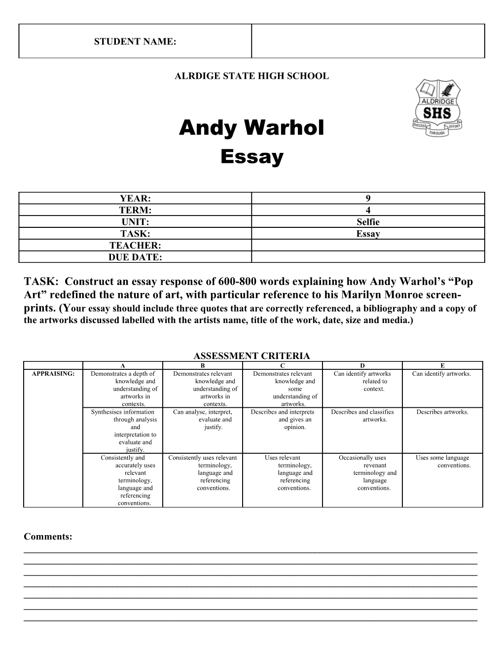 Note Taking Sheet for Introduction Paragraph